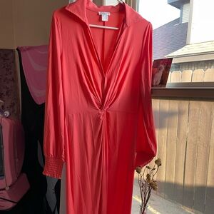 Venus coral front tie knotted maxi dress